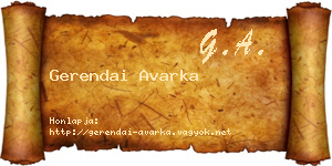 Gerendai Avarka névjegykártya